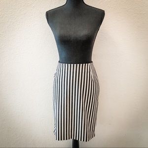H&M Black and White Pinstripe Pencil Skirt